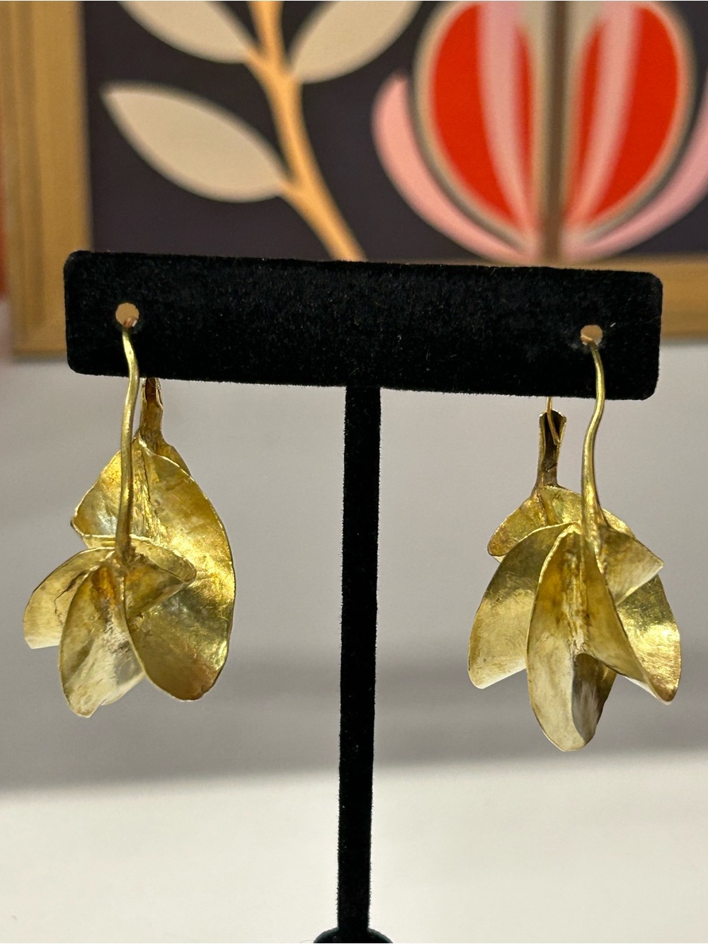 Artisan Vintage brass sculptural earrings